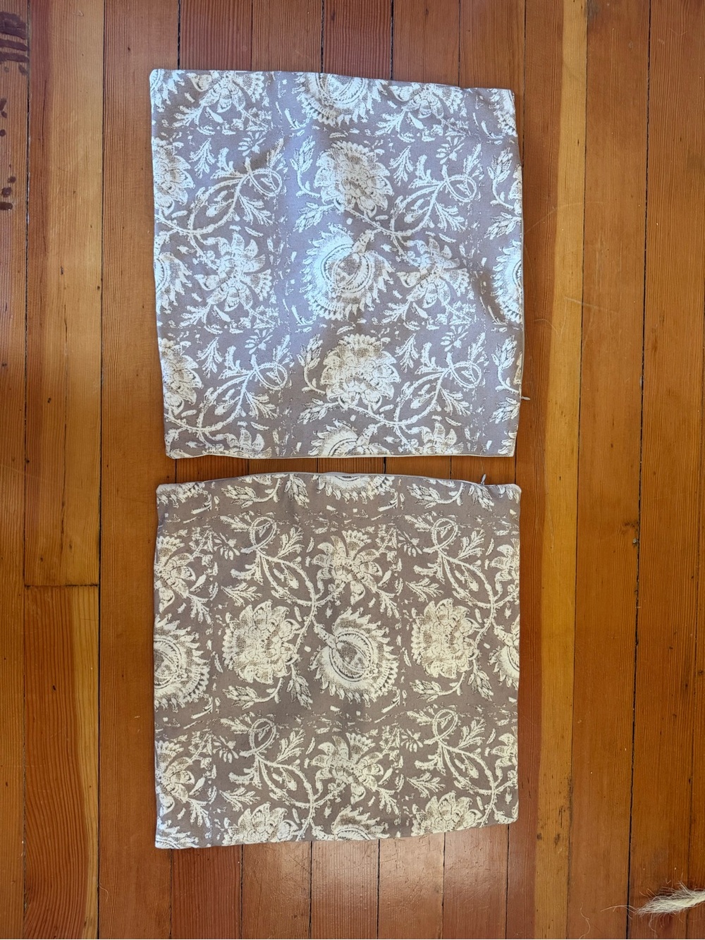 Floral Print Beige Pillow Covers - Set of 2